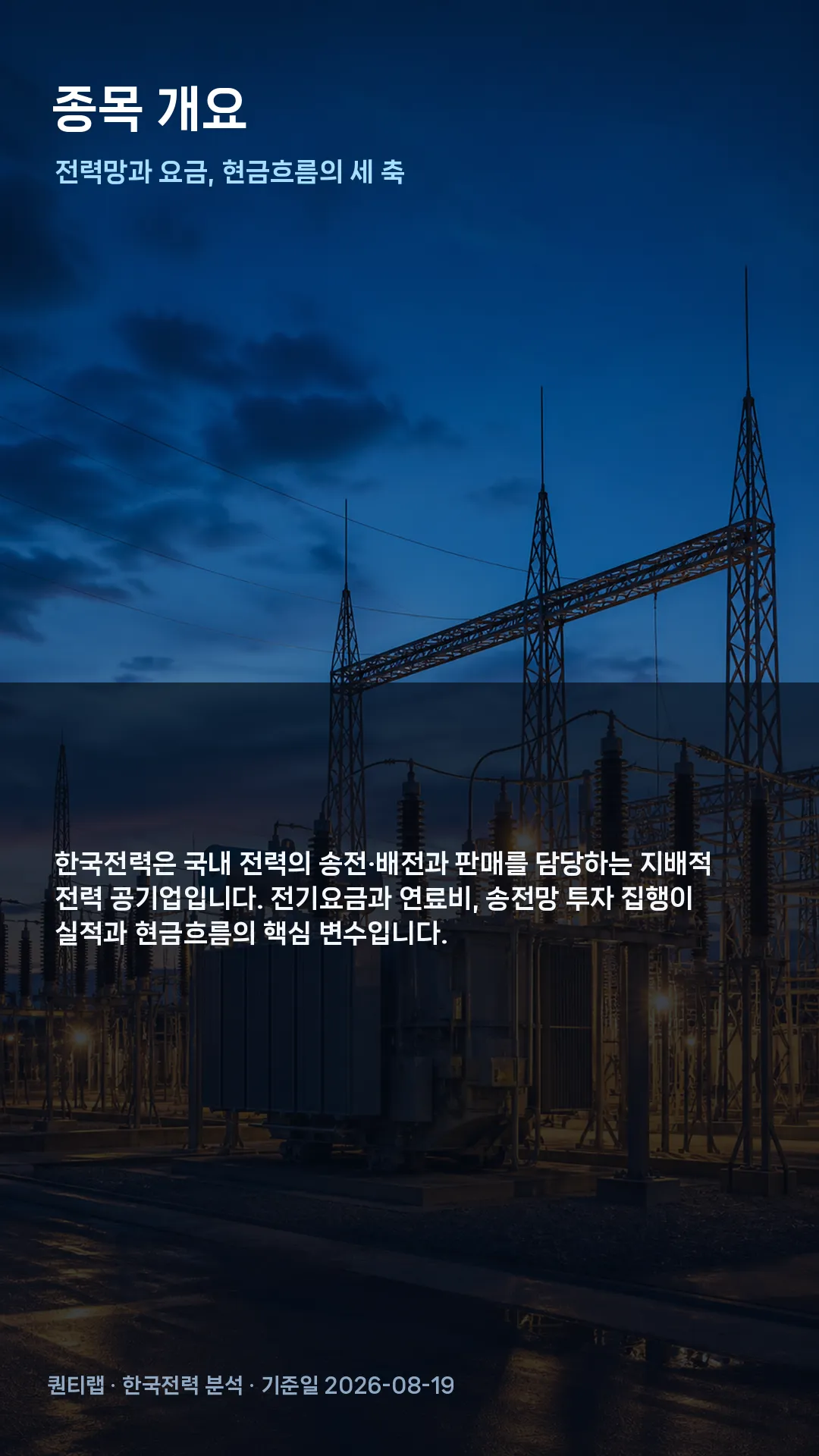 한국전력 종목 개요 장면